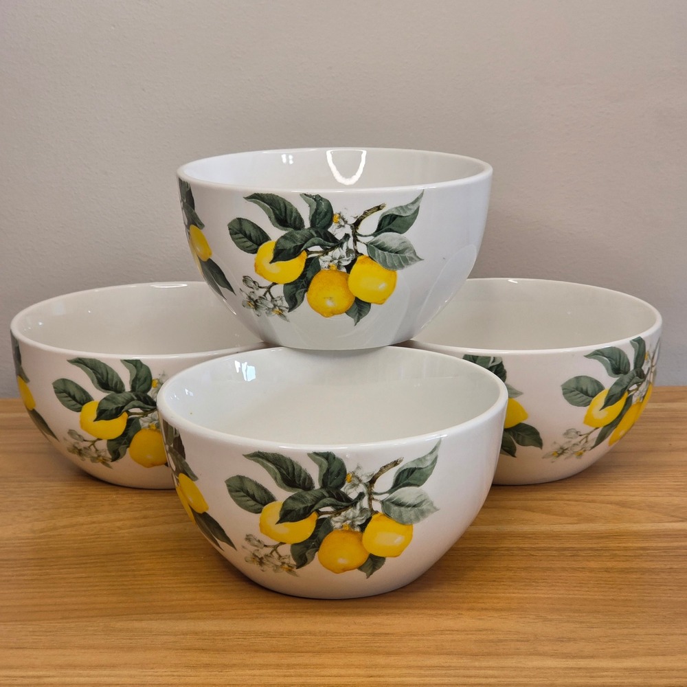 New Royal Norfolk Lemon Ceramic Soup Cereal Salad Bowls 5 1/2" Set of 4